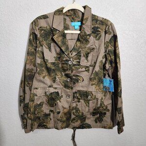 CJ Breeze Jacket Womens Large Camouflage Floral Button-Up